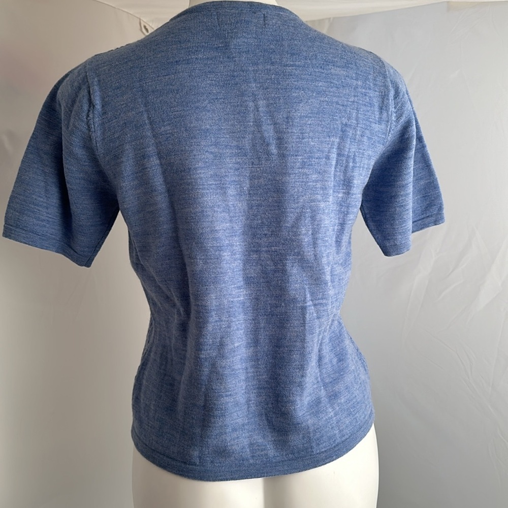Pendleton Light Blue Textured Knit Short Sleeve P… - image 4